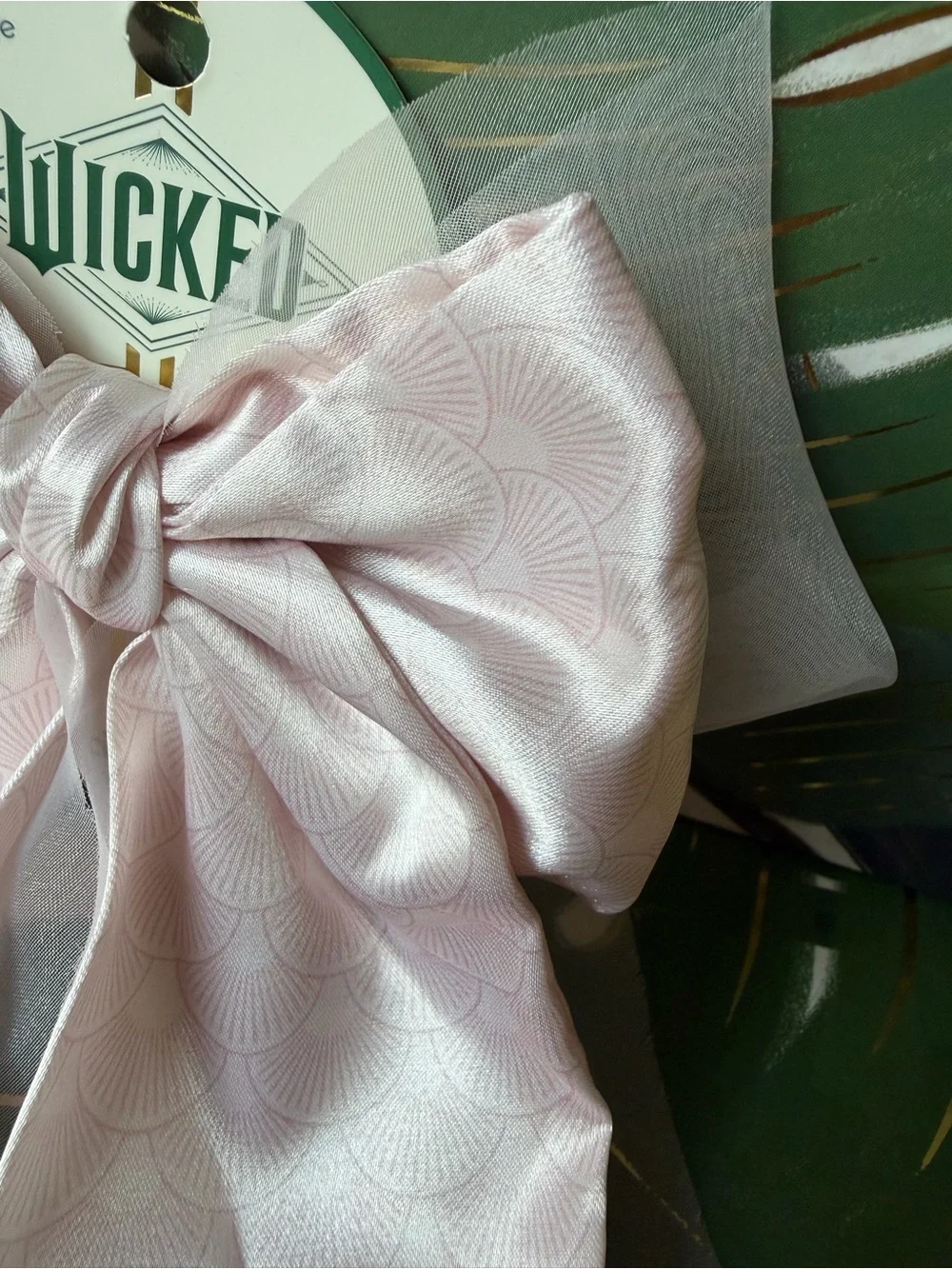 Scünci Wicked Glinda Pink Satin Tulle Bow Barrette Hair Clip NWT